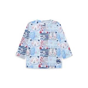 Kids Long Sleeve Tee with Bear Print - Blue and Gray